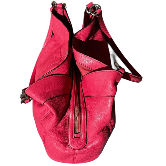 COACH LEXY Pink Oxblood Pebbled Leather Shoulder Tote Like Butter Soft 14x11x5D - Picture 5 of 16